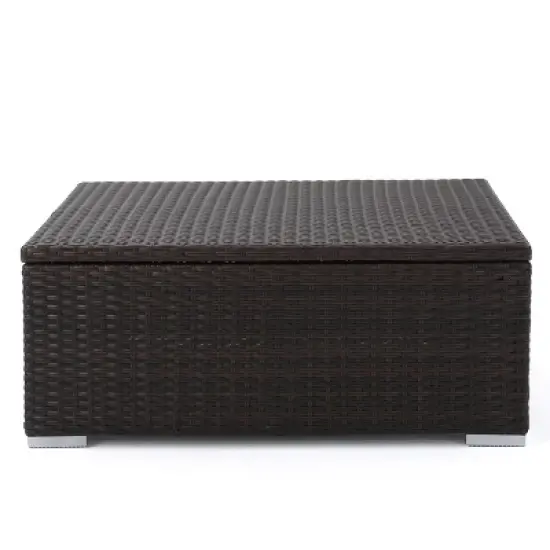 GDFStudio Avianna Outdoor Wicker Storage Coffee Table, Multibrown image {8}