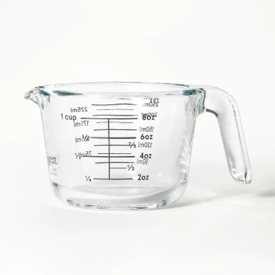 1 Cup Glass Measuring Cup Clear - Figmint&trade;: Borosilicate, Microwave & Dishwasher Safe, 8oz Capacity image {4}