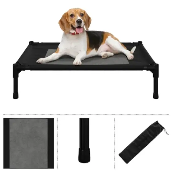 Elevated Dog Bed - 30x24-Inch Portable Pet Bed with Non-Slip Feet - Indoor/Outdoor Dog Cot or Puppy Bed for Pets up to 50lbs by PETMAKER (Black) image {2}