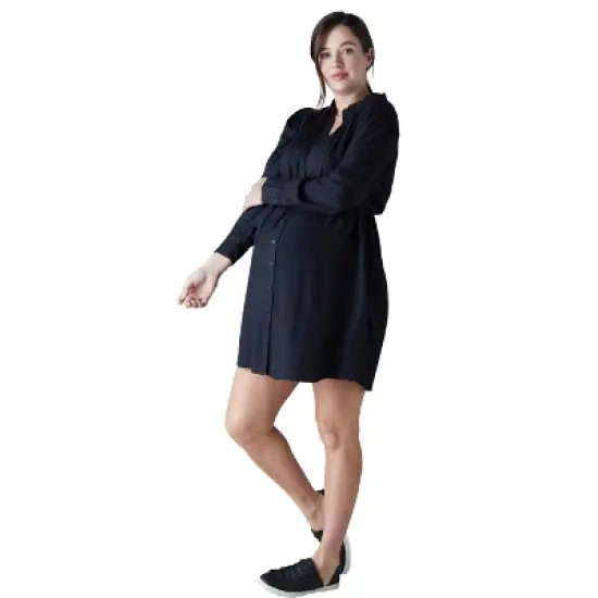 Ingrid & Isabel Maternity Belted Drape Shirt Dress image {1}