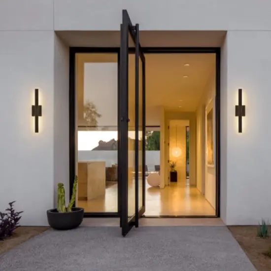 Rennnsan Sovrinth 17"H Hardwired Rectangle Aluminum Modern LED Dimmable Outdoor Wall Sconce in Black image {3}