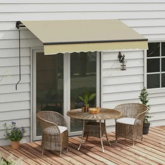 Resenkos Patio Awning, Outdoor Sun Shade Shelter Cover Awnings,8' x 6.5' Retractable Awning, 280gsm UV Resistant Sunshade Shelter, Beige image {4}