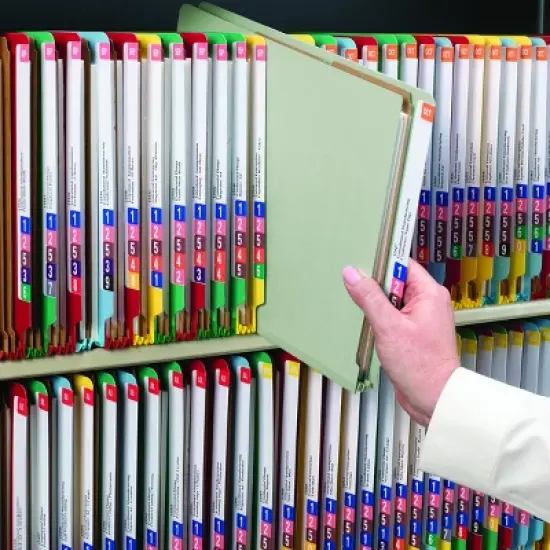 Smead End Tab Pressboard Classification File Folder with SafeSHIELD  Fasteners, 2 Dividers, Gray/Green (26810) image {1}