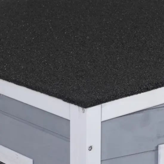 DOMETOUR Large Wooden Cat Enclosure with Waterproof Roof and Platforms Gray image {11}