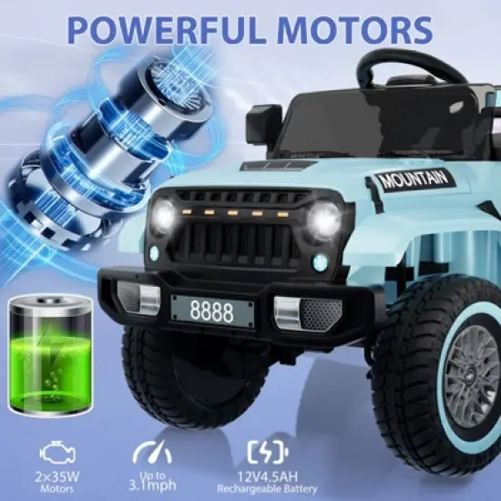 Kids Ride On Truck Car, 12V Battery Powered Electric Vehicles Toy w/Parent Remote Control, Spring Suspension, 3 Speeds image {5}