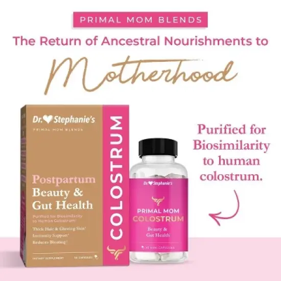 Dr. Stephanie&rsquo;s Primal Moms Purified Colostrum Supplements for Gut, Skin, Hair and Immune Support - 30ct image {5}