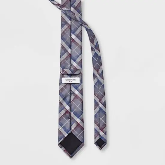 Men's Plaid Neck Tie - Goodfellow & Co&trade; Gray One Size image {1}
