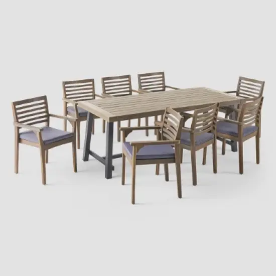 Atlantic 9pc Acacia Wood Dining Set - Christopher Knight Home image {7}