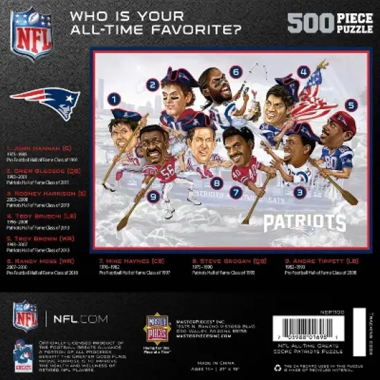 NFL New England Patriots All Time Greats 500pc Puzzle Game image {1}