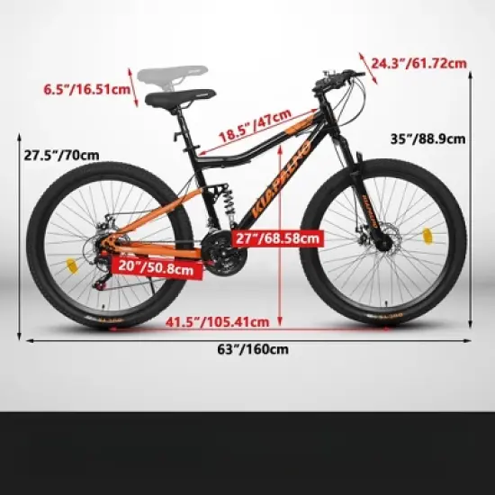 DSVIMOY Bicycles, 26 inch Mountain Bike for Men and Women, 21-Speed Mountain Bike, Black, 63"*24.3"*35" image {1}