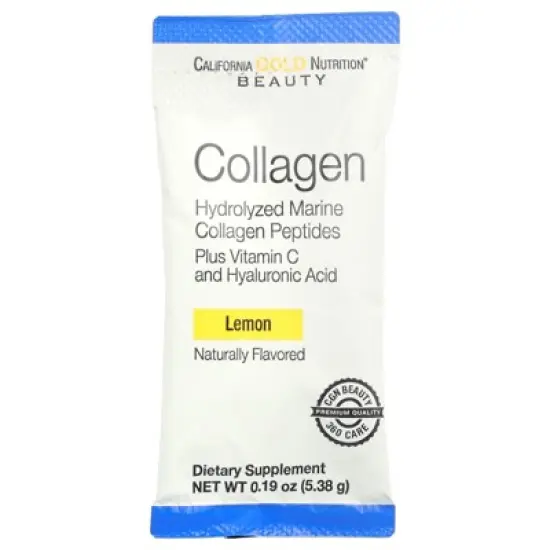 California Gold Nutrition Marine Collagen Peptides Plus Vitamin C and Hyaluronic Acid, Lemon, 30 Packets, 0.19 oz (5.38 g) Each image {3}