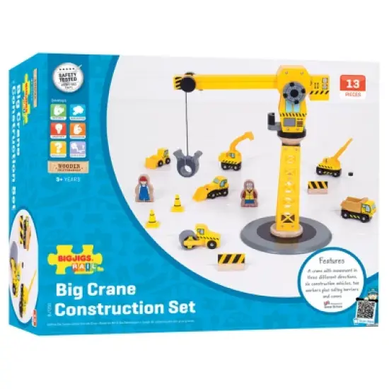 Bigjigs Rail Big Crane Construction Set Wooden Railway Train Set Accessory image {1}