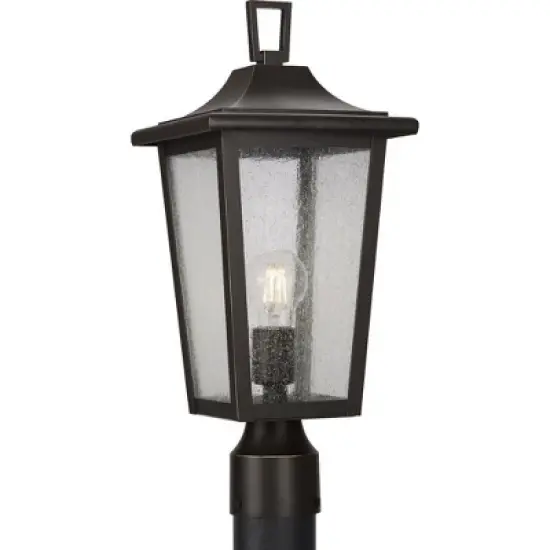 Progress Lighting Padgett 1-Light Outdoor Antique Bronze Post Light with Clear Seeded Glass Shade image {1}