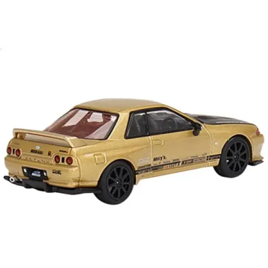 Nissan Skyline GT-R VR32 "Top Secret" RHD Gold Metallic with Black Hood 1/64 Diecast Model Car by True Scale Miniatures image {2}