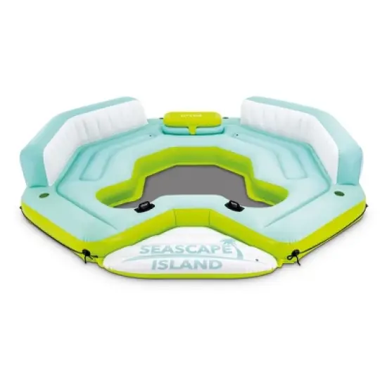 Intex Seascape Island Inflatable Ultimate Water Hangout Lounge with Built In Cooler Area, Cup Holder, and Oversized Backrests image {1}