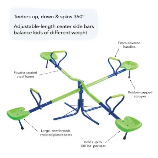 HearthSong Quad-Seat Teeter Totter Spinning Seesaw for Multiple Kids' Active Play image {2}