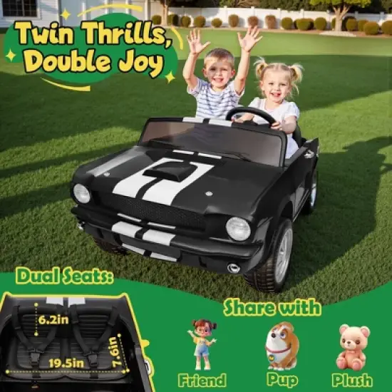 Joyracer Shelby 4WD 24 Volt Ride on Toys Cars for Kids, 2 Seats Electric Car with Remote Control, LED Lights, Music, Horn, Bluetooth, USB, Kids Gift image {8}