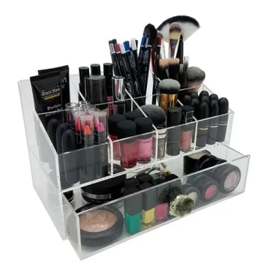 OnDisplay Gracie Deluxe Acrylic Cosmetic/Jewelry Organization Station w/Geode knobs image {3}