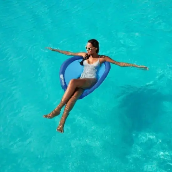 SwimWays Spring Float Papasan Pool Lounger with Hyper-Flate Valve - Blue image {8}