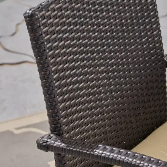 Clayton 7pc Acacia Wood & Iron Dining Set - Teak/Brown/Cream - Christopher Knight Home image {2}