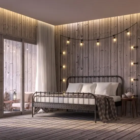 LumaBase Electric Commercial-Grade String Lights with 12 Edison Bulbs image {5}