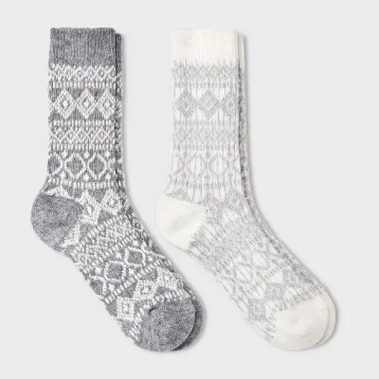 Women's 2pk Midweight Wool Blend Sweater Fair Isle Crew Socks - All in Motion&trade; 4-10 image {3}