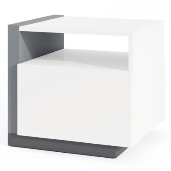 Tangkula Modern Minimalist Nightstand w/ Drawer Asymmetrical Bed Side Table End Table image {7}
