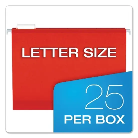 Pendaflex Reinforced 2" Extra Capacity Hanging Folders 1/5 Tab Letter Red 25/Box 4152X2RED image {4}