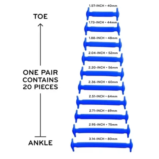 The Original Stretchlace No-Tie Silicone Elastic Shoelaces &ndash; Blue Tieless Shoe Laces (1 Set) image {2}