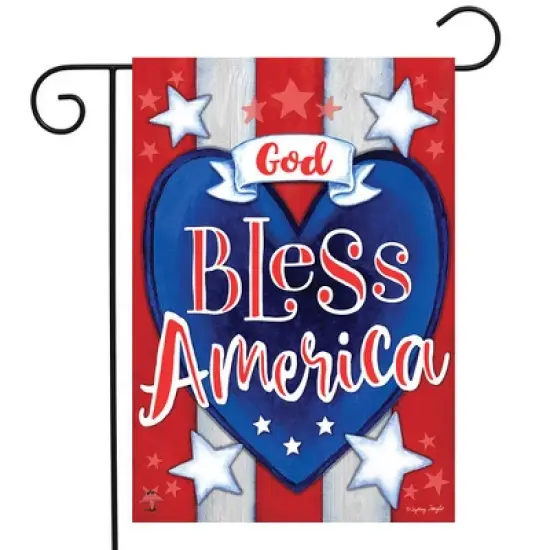 Briarwood Lane God Bless America Heart Patriotic Garden Flag image {1}