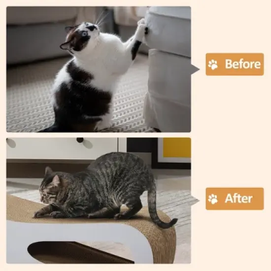 Sandinrayli Wave Cat Scratcher Lounge Toy with Catnip, White image {4}