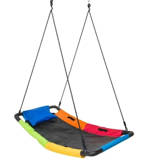 HearthSong Colorful Super Platform Swing with Foam-Padded Tubular Steel Frame and UV Rated Durable Oxford Cloth Mat image {9}