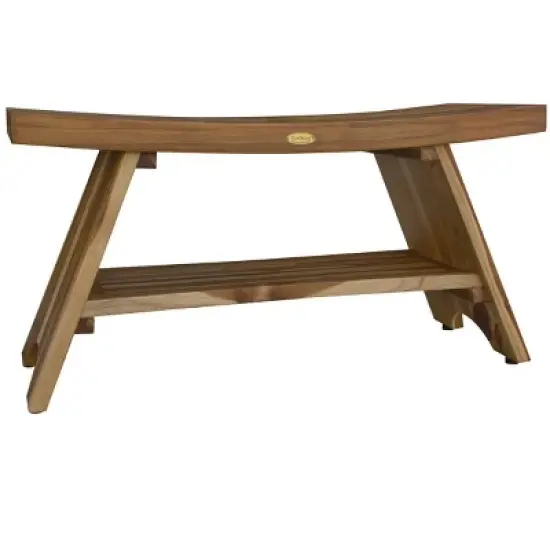 EcoDecors&reg; Serenity&reg; 35" Teak Wood Shower Bench with Shelf in EarthyTeak Finish image {3}