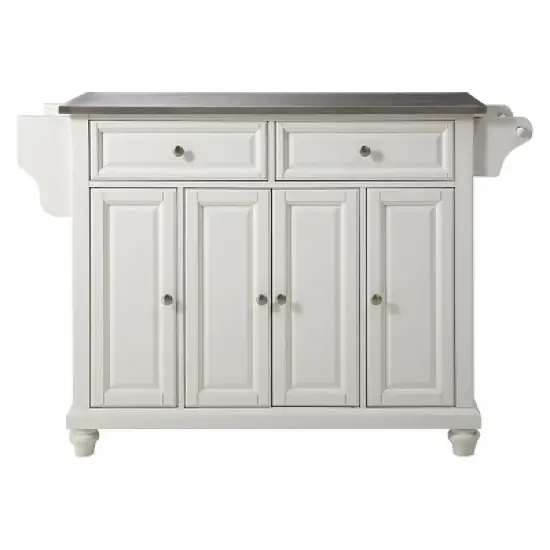 Cambridge Stainless Steel Top Kitchen Island - White - Crosley image {1}