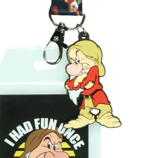 Snow White Grumpy This Is My Happy Face Lanyard with ID Badge Holder and Charm image {2}