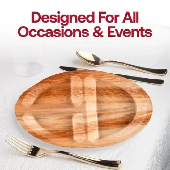 Smarty Had A Party 10" Palm Leaf 3-Partition Eco Friendly Dinner Plates - 100 pcs image {5}