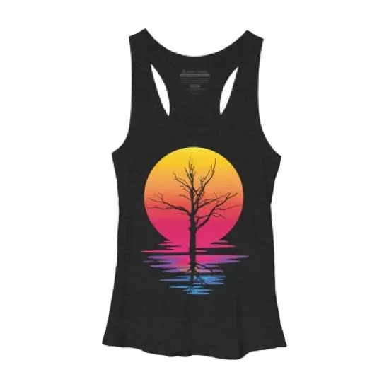 Women's Design By Humans Lone Tree Retro Spring Sunset By kirikpantai Racerback Tank Top image {2}