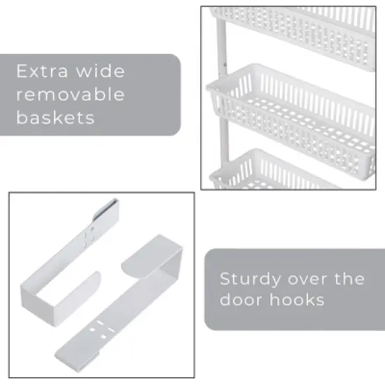 Smart Design 8-Tier Over The Door Hanging Pantry Organizer with 6 full Baskets and 2 Deep Baskets White: Steel Kitchen Storage Rack image {4}