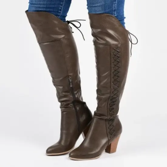 Journee Collection Womens Spritz-p Wide Calf Stacked Heel Over The Knee Boots image {8}