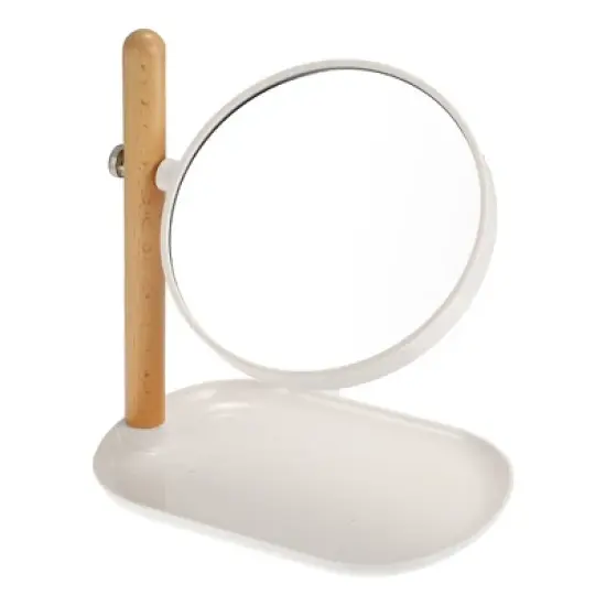 Unique Bargains Home Vanity Rotatable 1X/3X  Magnifying Cosmetic Mirror with Storage Tray image {4}