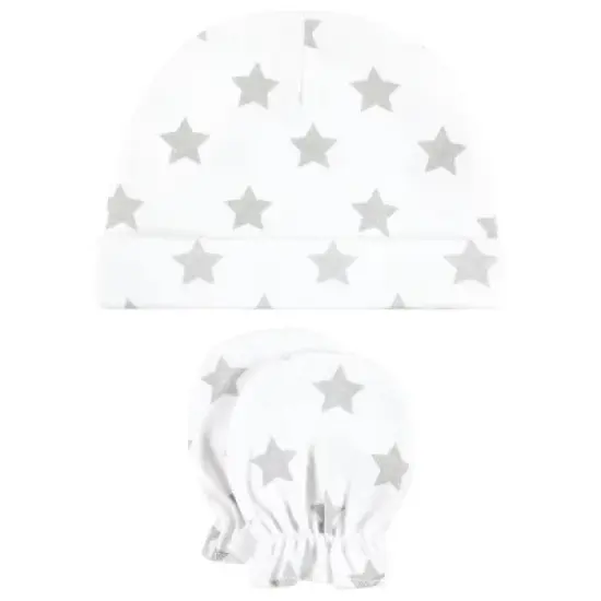 Hudson Baby Unisex Baby Cotton Cap and Scratch Mitten Set, Neutral Elephant, 0-6 Months image {4}