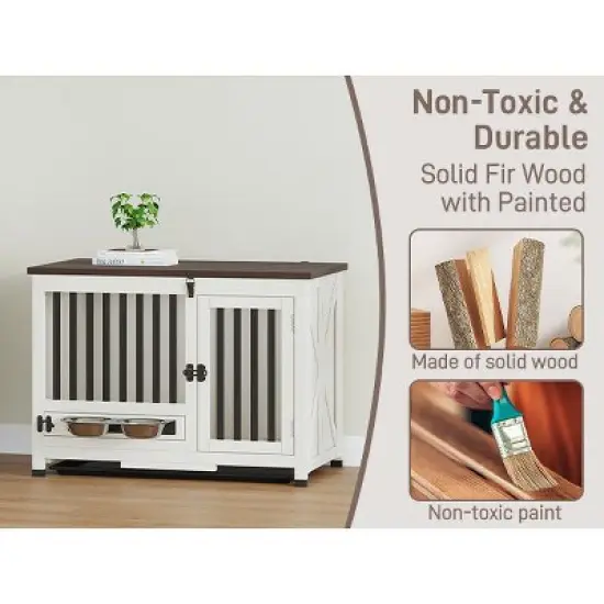 33-Inch Dog Kennel Portable Solid Wood Dog Cage image {7}