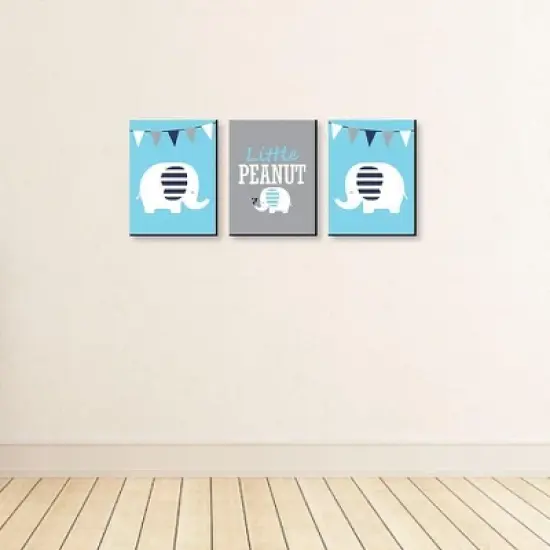 Big Dot of Happiness Blue Elephant - Baby Boy Nursery Wall Art and Kids Room Decorations - Gift Ideas - 7.5 x 10 inches - Set of 3 Prints image {2}