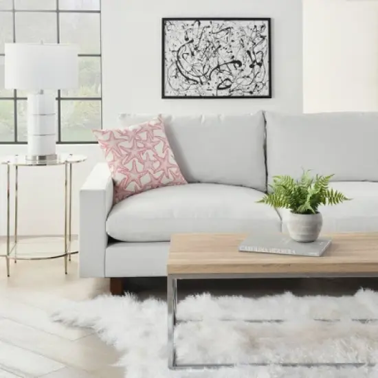 18"x18" Reversible Indoor/Outdoor Starfish and Wave Square Throw Pillow - Mina Victory image {4}