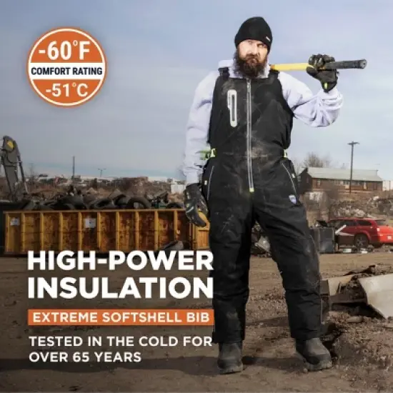 RefrigiWear Men's Insulated Extreme Softshell High Bib Overalls -60F Protection image {1}