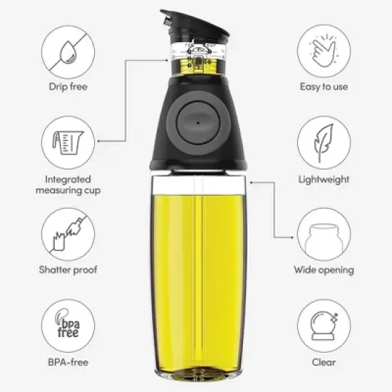 Oil Dispenser for Kitchen - Oil and Vinegar Dispenser Set - Cooking Essentials - 17 oz and 8.5 oz Glass Bottles with Precision Pouring Measurements image {2}