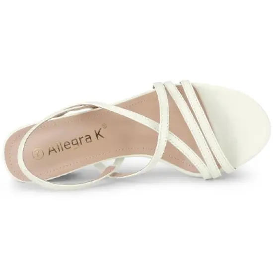 Allegra K Women's Strappy Slingback Chunky Heels Slide Sandals image {4}