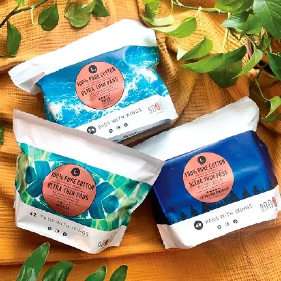 L . Organic Cotton Topsheet Ultra Thin Overnight Absorbency Pads image {6}