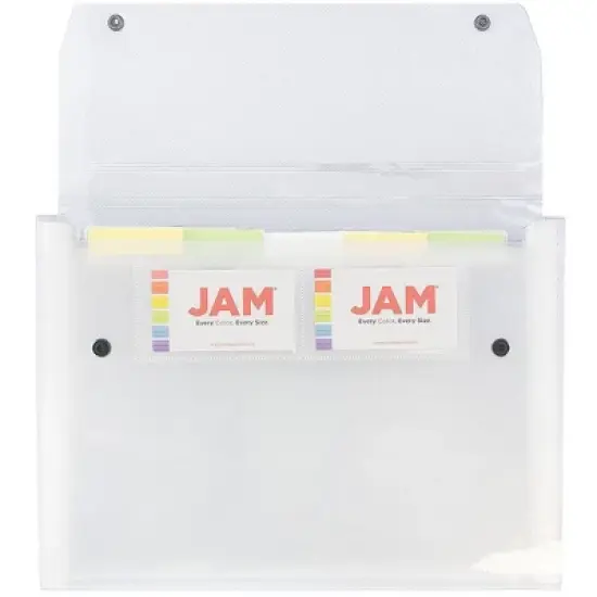 JAM Paper 9" x 13" 6 Pocket Plastic Expanding File Folder with Snap Closure - Letter Size - Clear: Accordion Style image {3}
