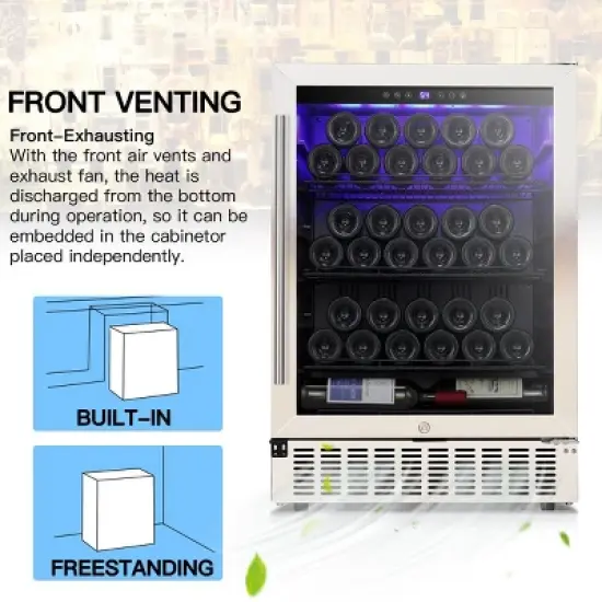 Kismile Mini Fridge 23.5 inches W 46 Bottle and 156 Cans Single Zone Freestanding/Built-In Beverage Refrigerator image {7}